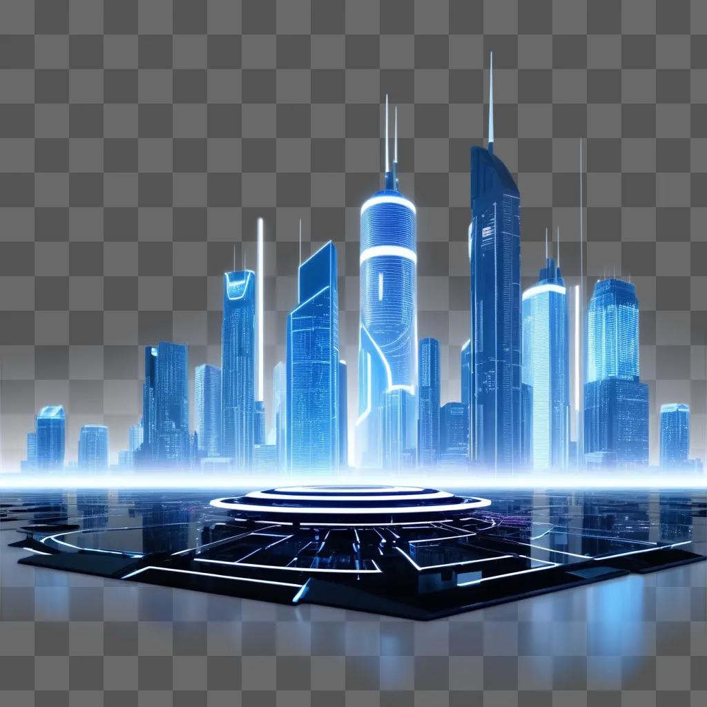 futuristic cityscape with a sensor in the center