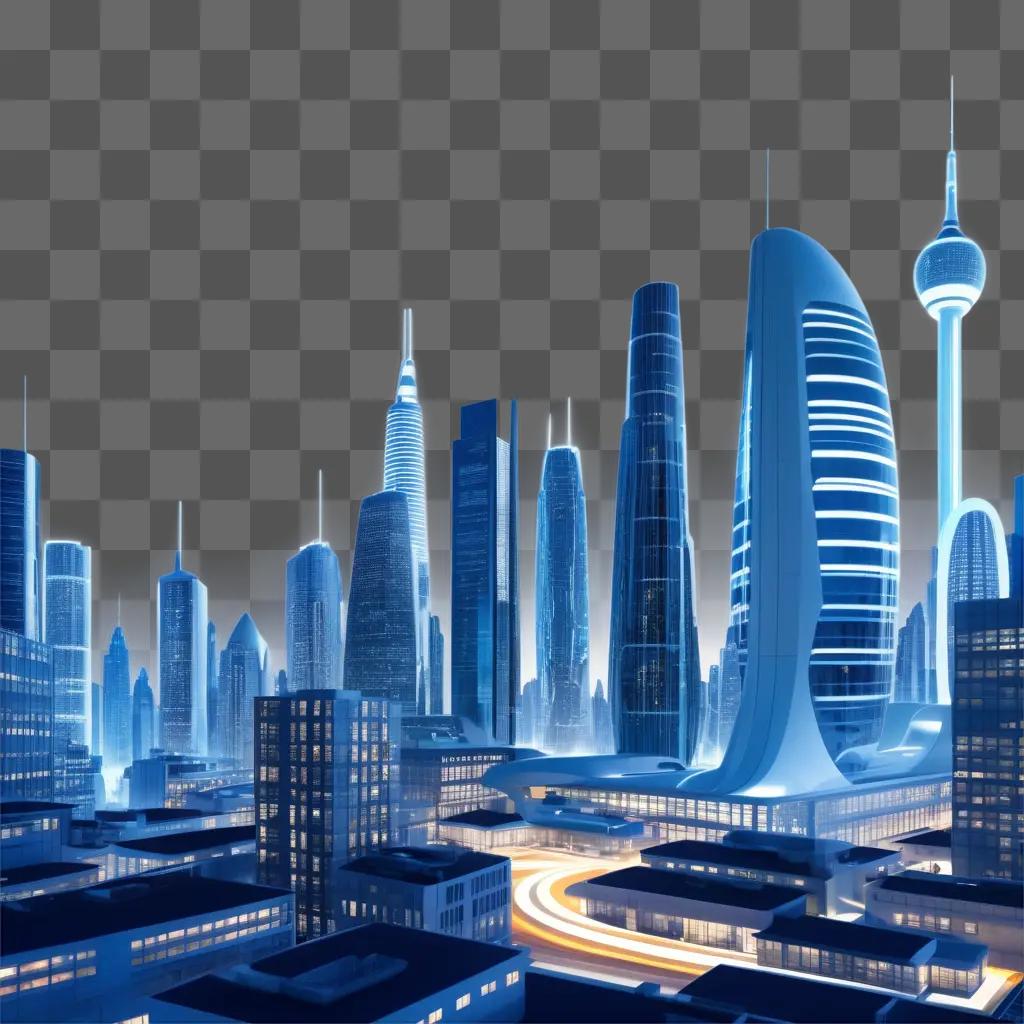 futuristic cityscape with an automatic clipart skyline