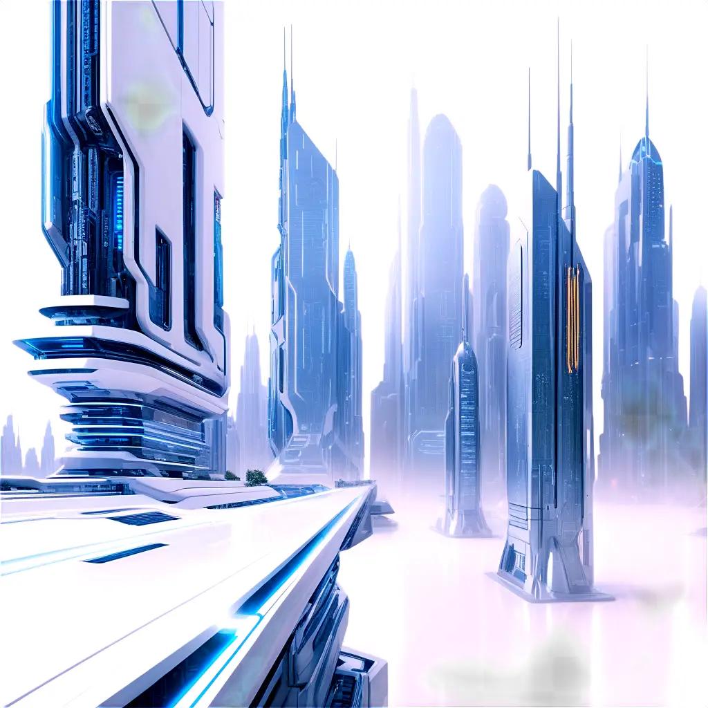 futuristic cityscape with cybernetic buildings