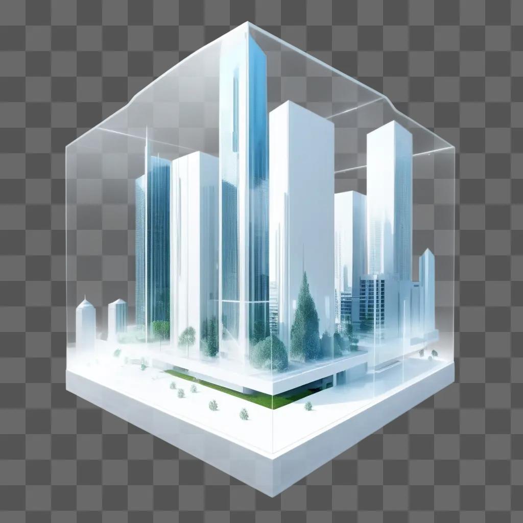 futuristic cityscape with transparent aesthetic