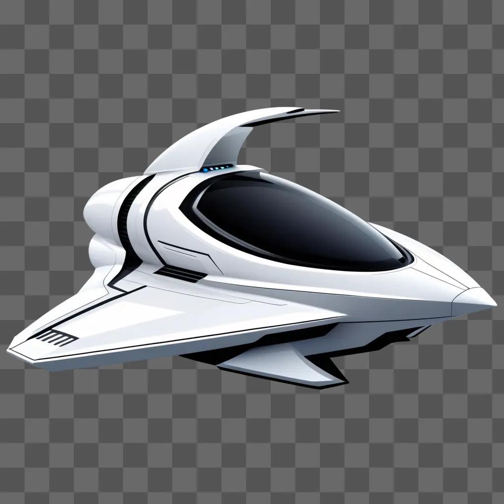 futuristic spaceship design in a white and black color scheme