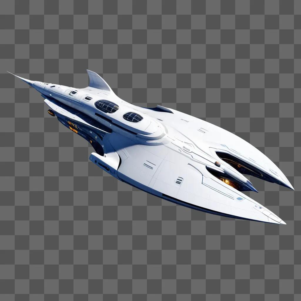 futuristic starship with two large wings