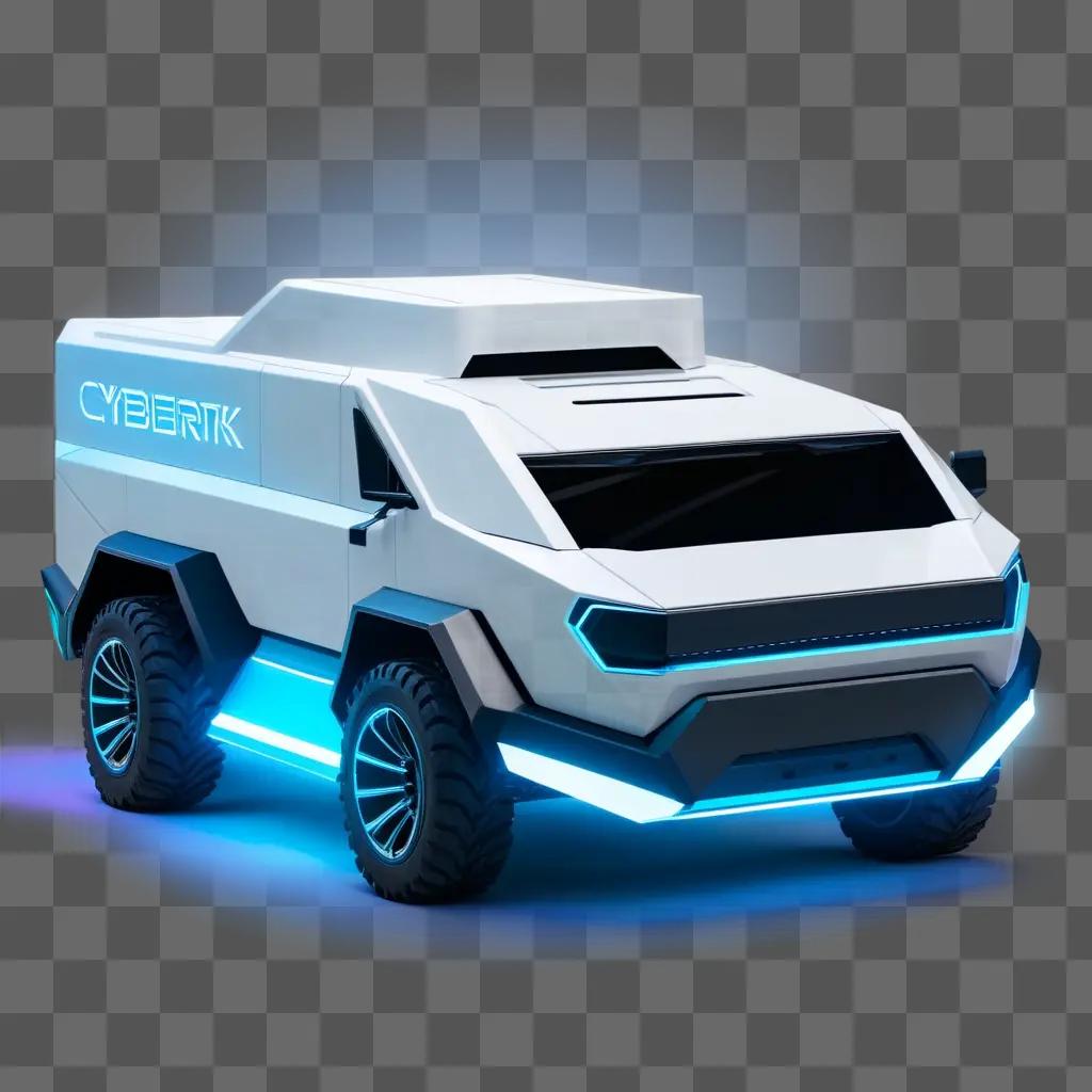 futuristic truck with blue light on the side