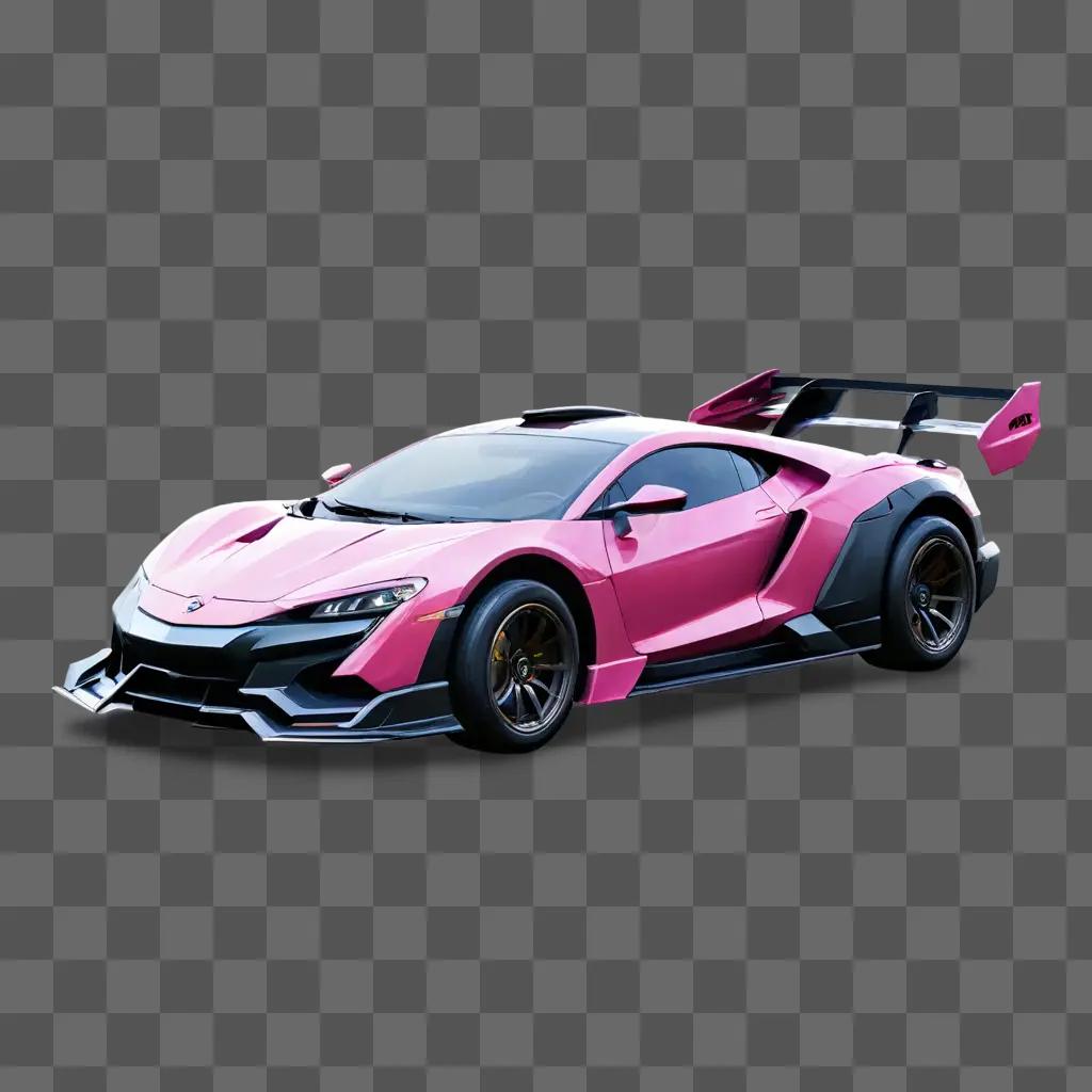 game in frame A pink sports car with a white stripe on the side
