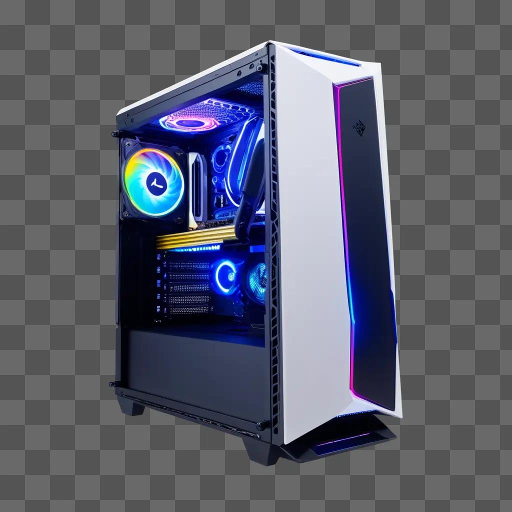 gaming pc with a blue lighting system