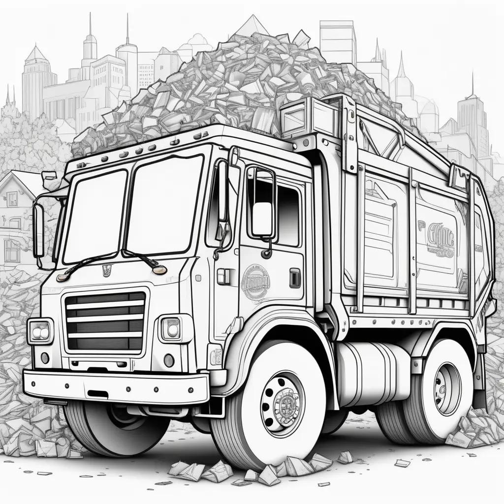 garbage truck coloring page shows a pile of garbage