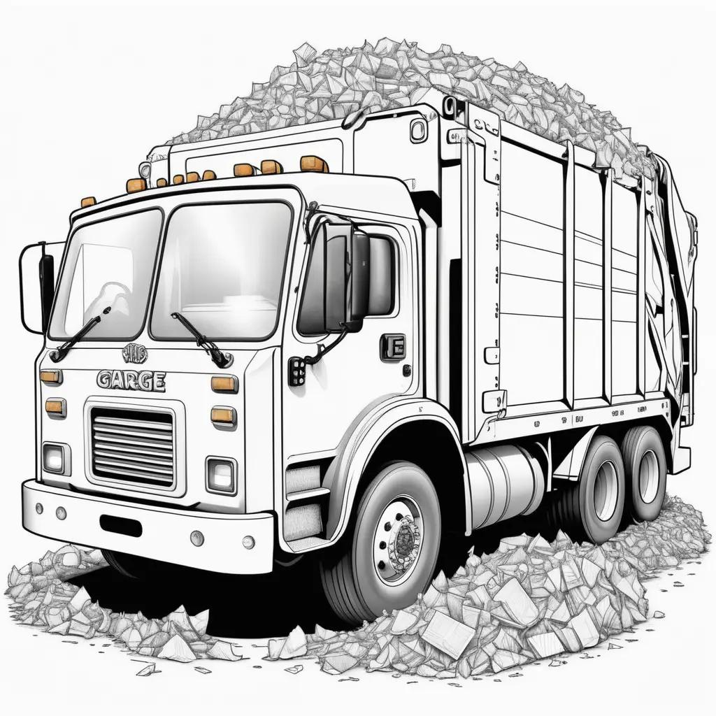 garbage truck coloring page with white garbage