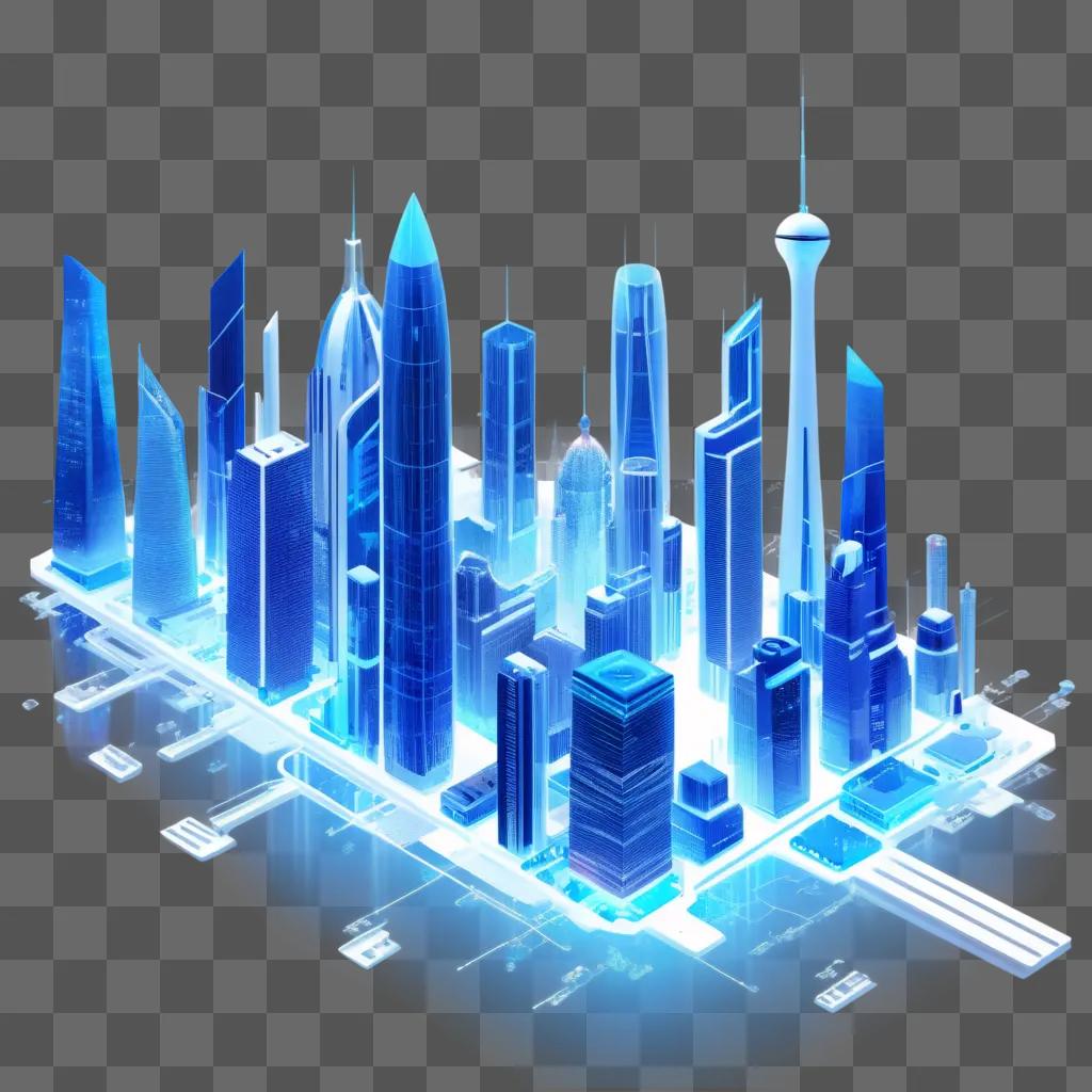 generative AI cityscape with blue light