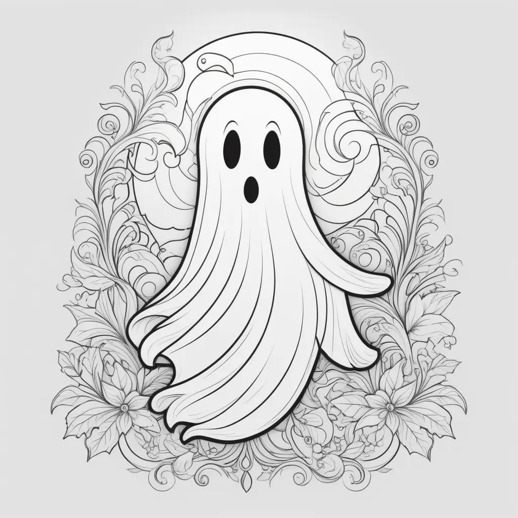 ghost coloring page with a face and a mouth