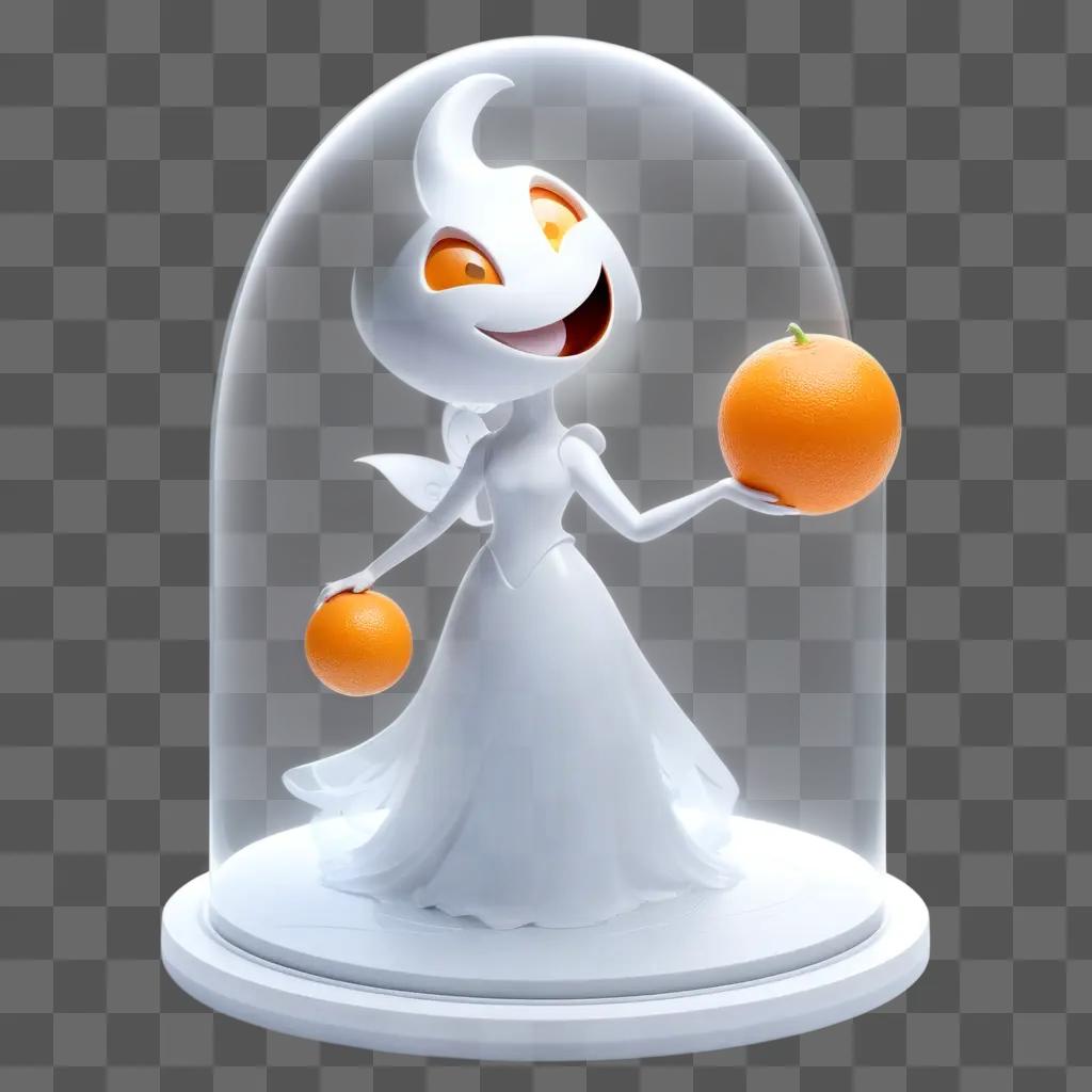 ghost holding oranges and a glass dome