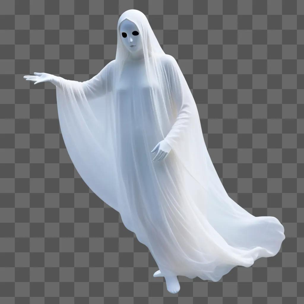 ghost in a white costume is in a transparent background