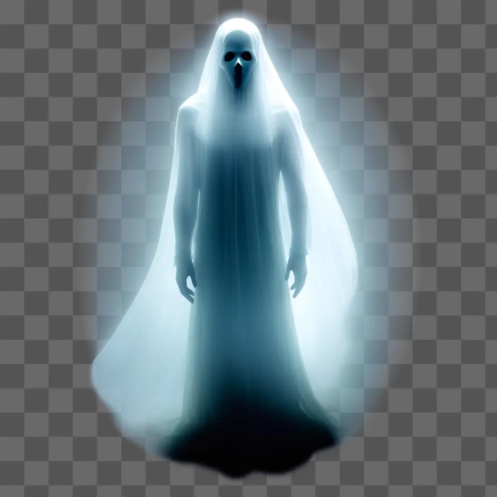 ghostly figure in a white dress