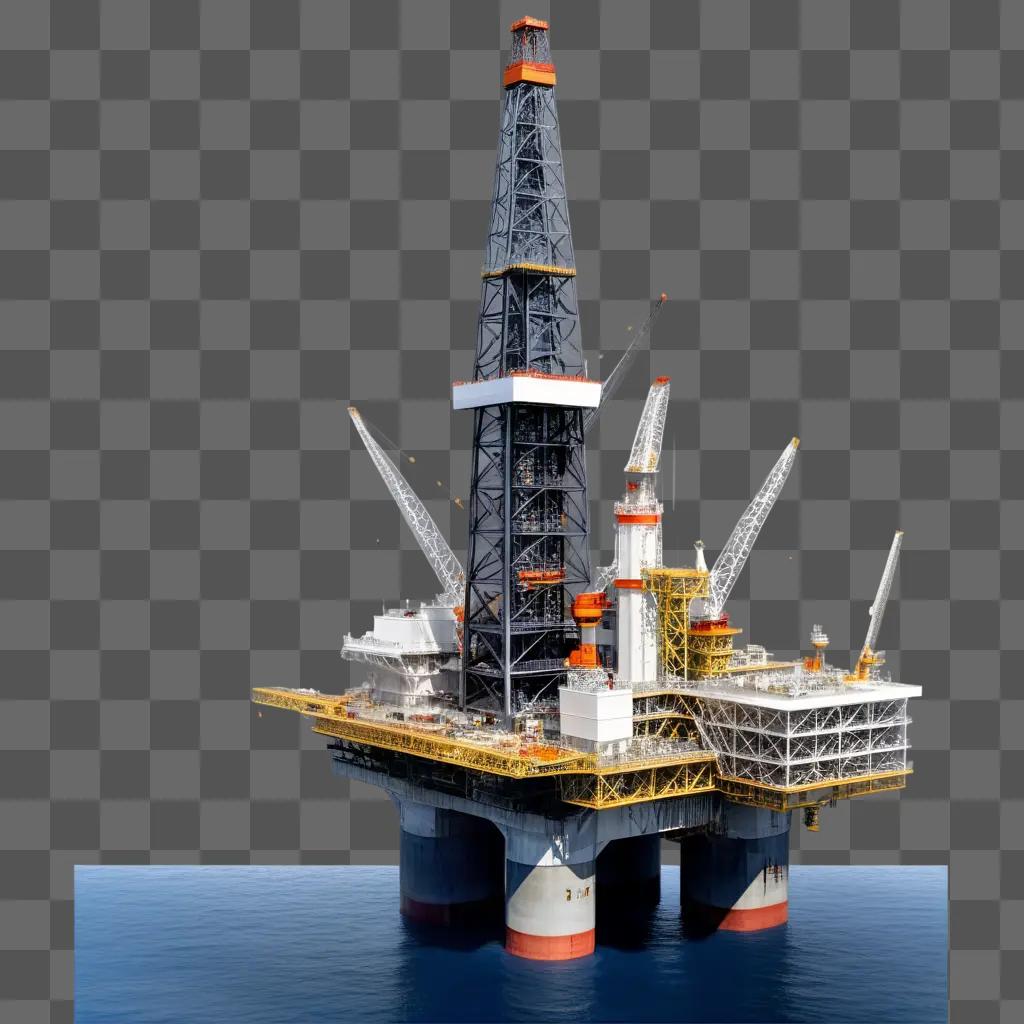 海に浮かぶ巨大な石油掘削装置