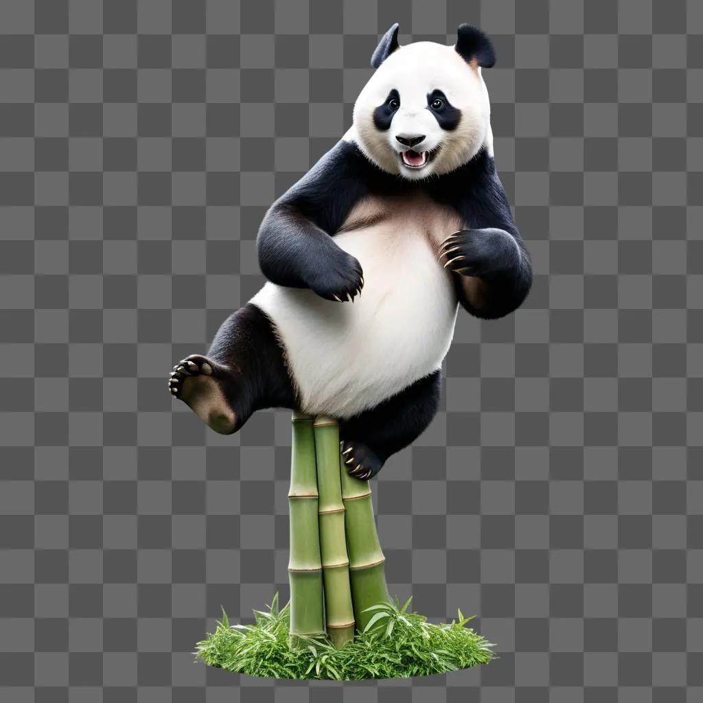 giant panda sitting on top of bamboo