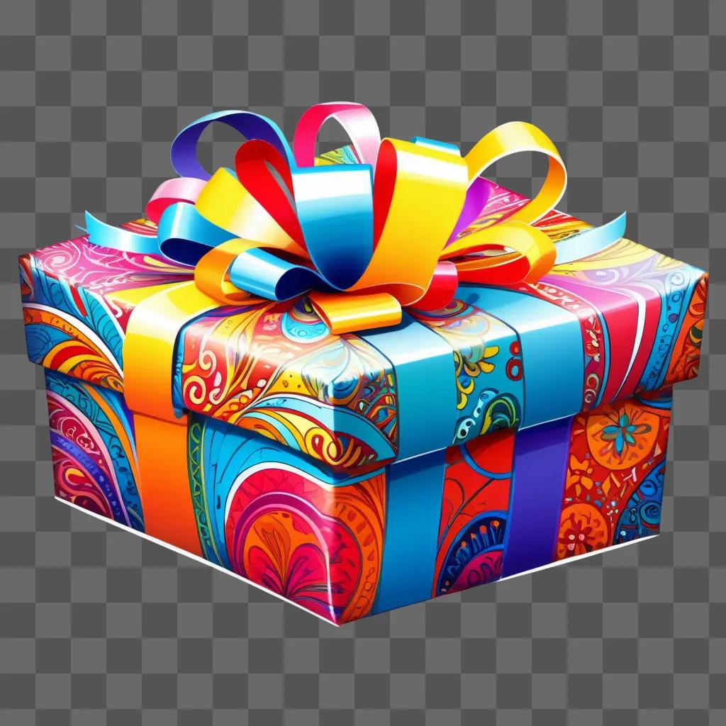 gift box with a colorful bow drawing