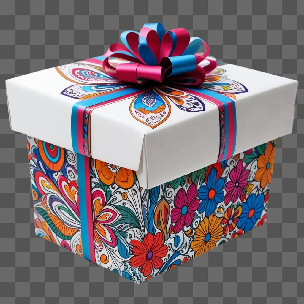 gift box with colorful side drawing