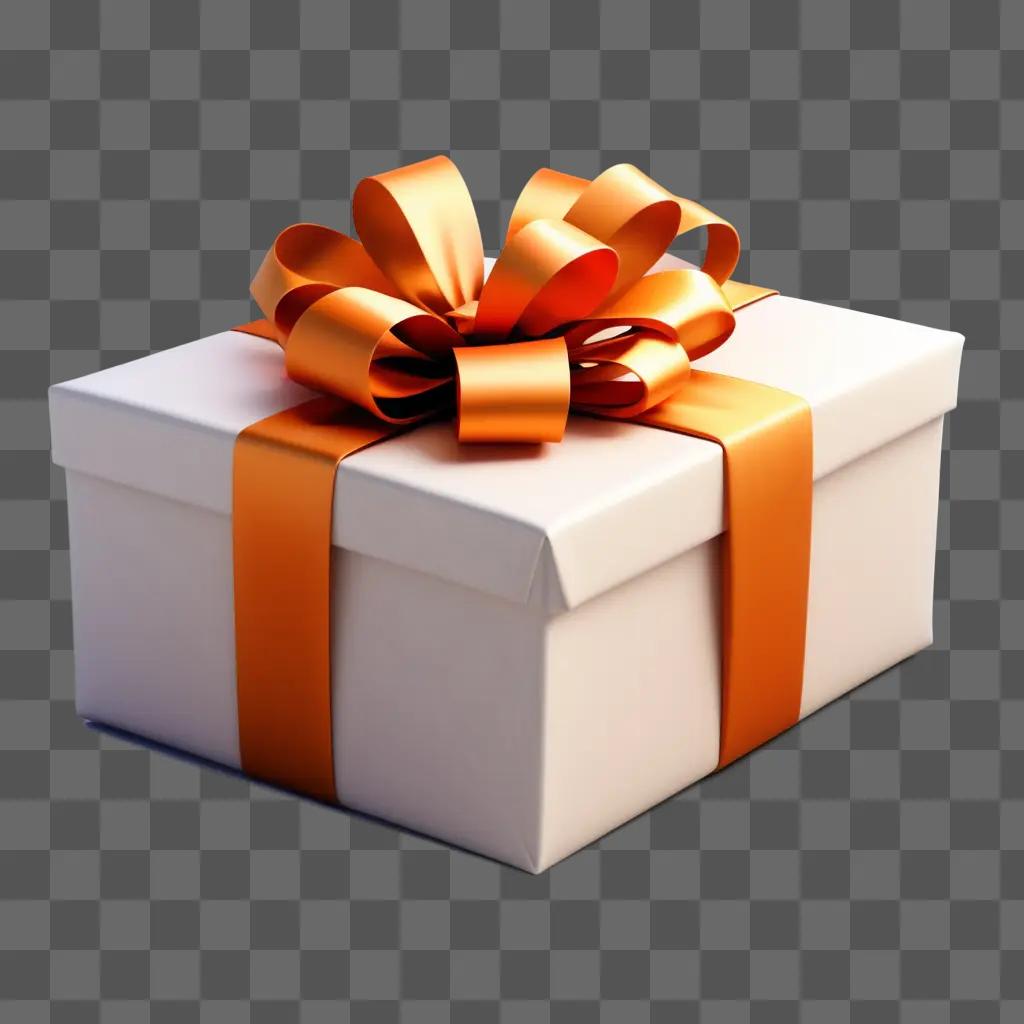 gift box with orange ribbon on a beige background