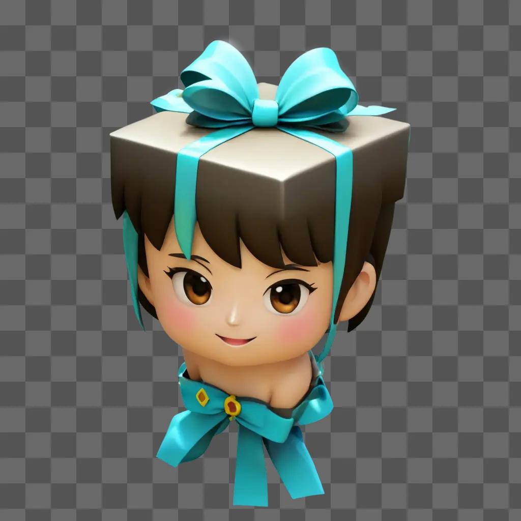 gift emoji A cute cartoon girl with a bow on her head