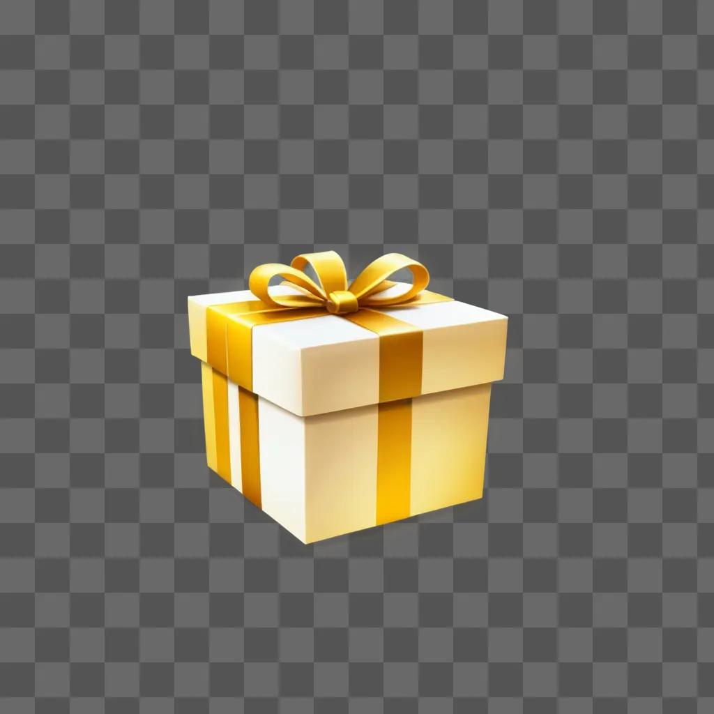 gift emoji A gold and white gift box with a bow