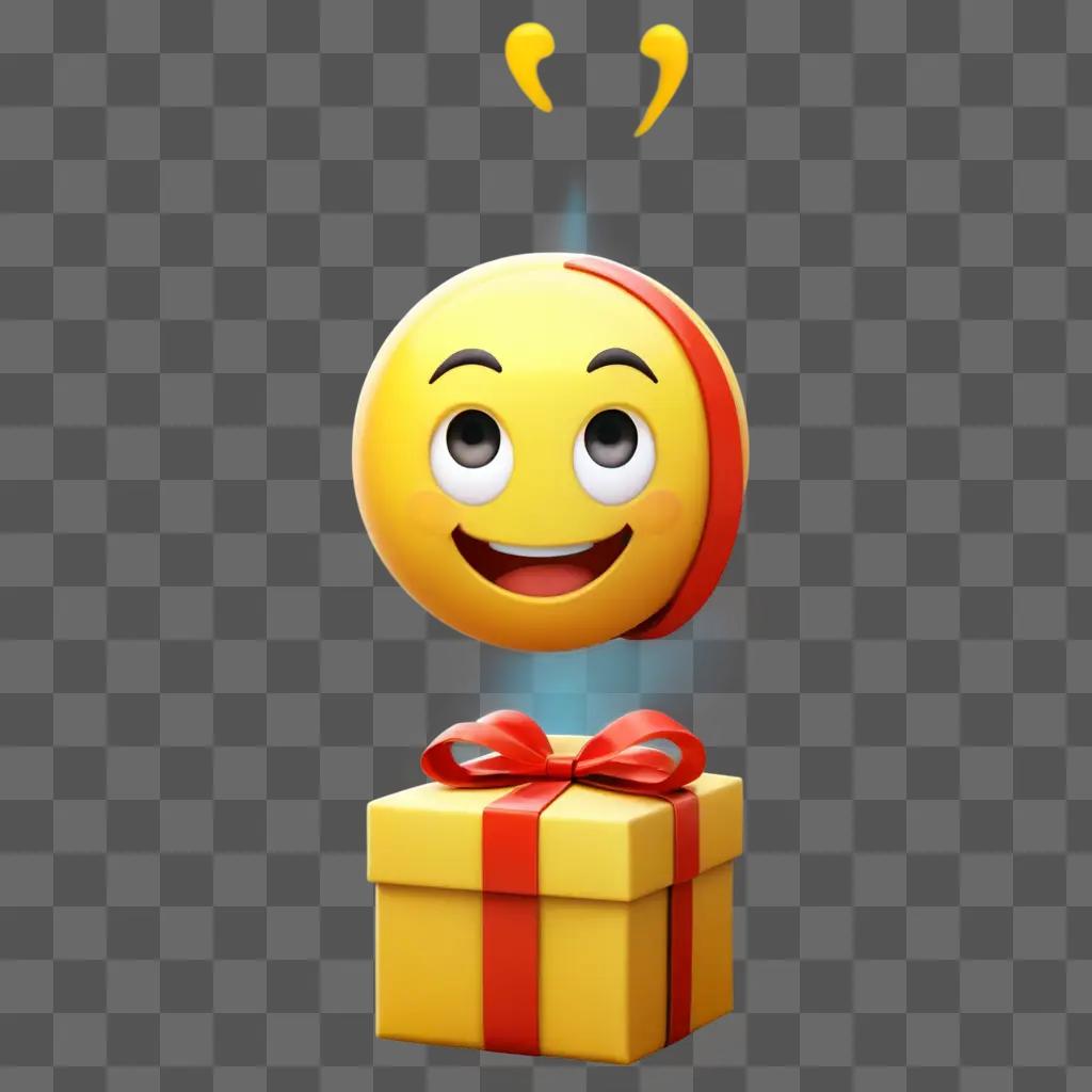 gift emoji A yellow smiley face sits next to a gift box