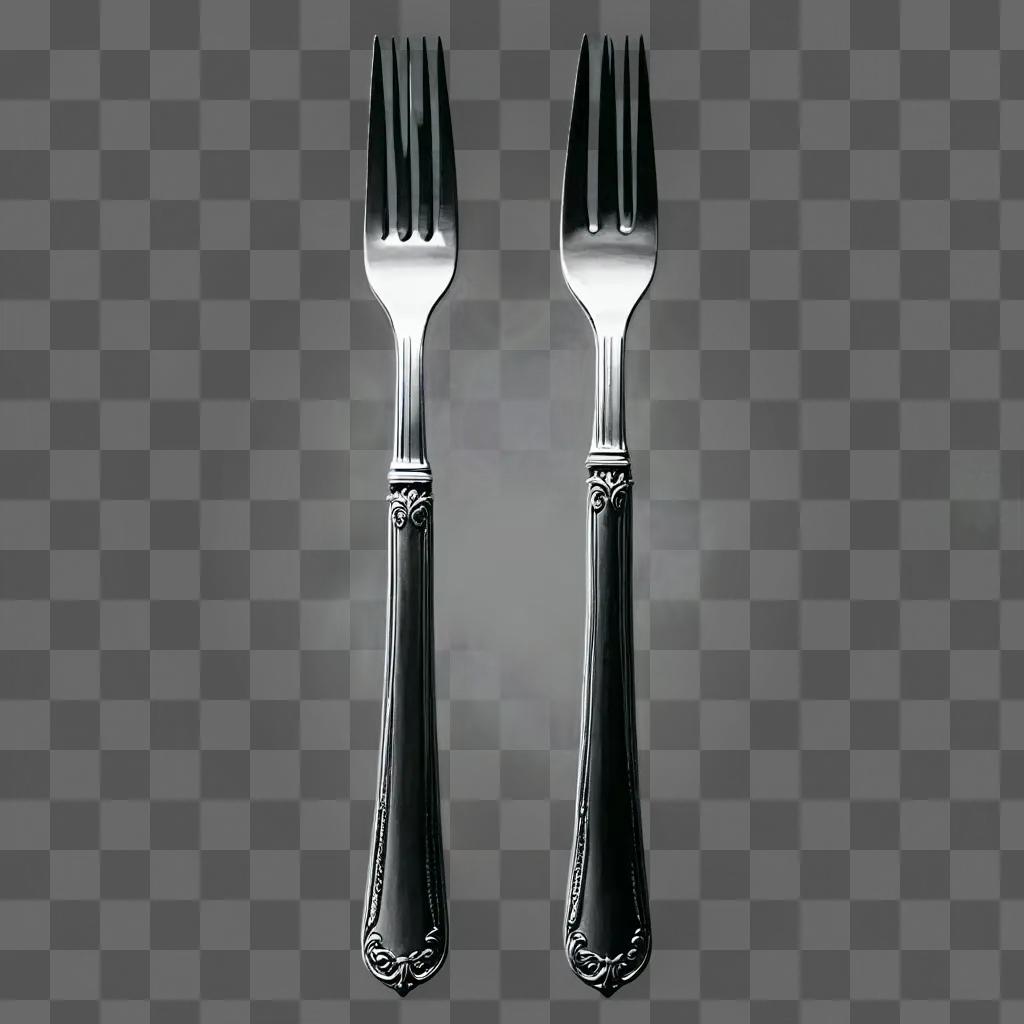 gift sketch Two silver forks on a grey background