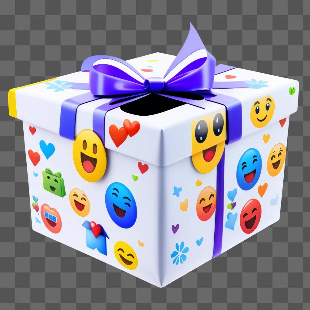 gift wrapped in a bow with multiple emoji stickers