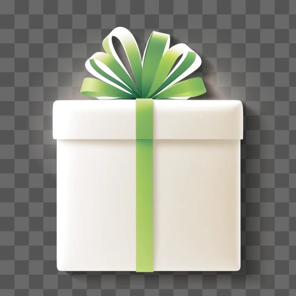 gift wrapped in a green bow sits on a white background