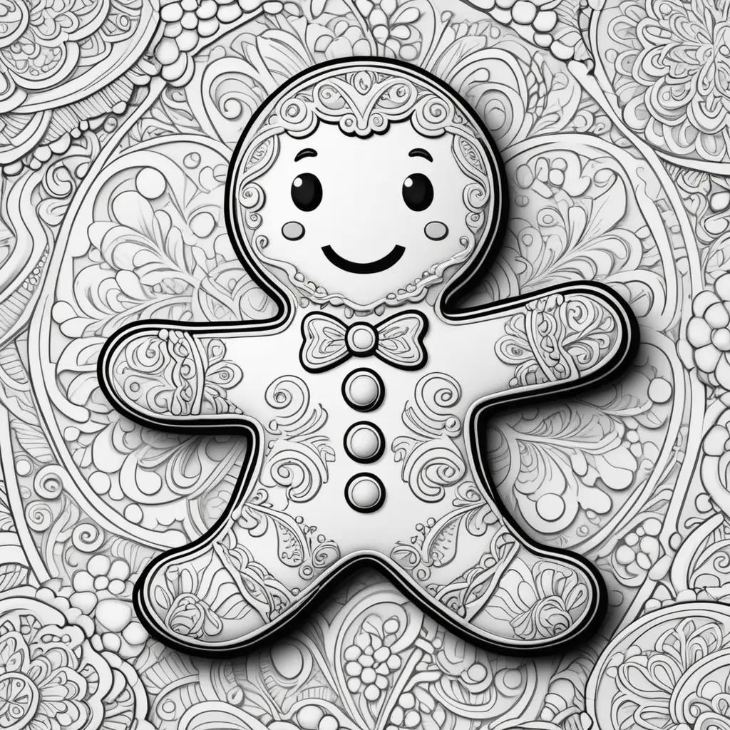 gingerbread man coloring page with a bow tie