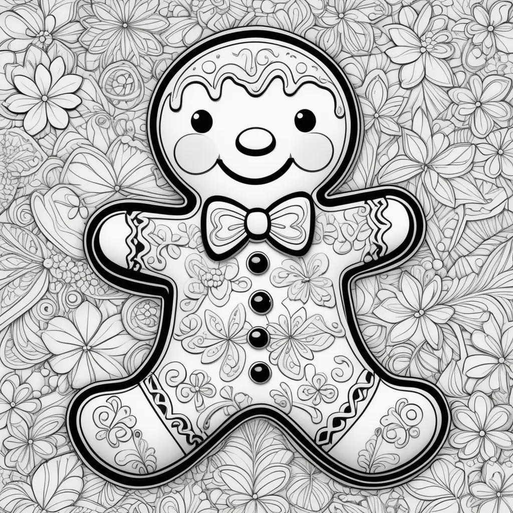 gingerbread man coloring page with a bowtie