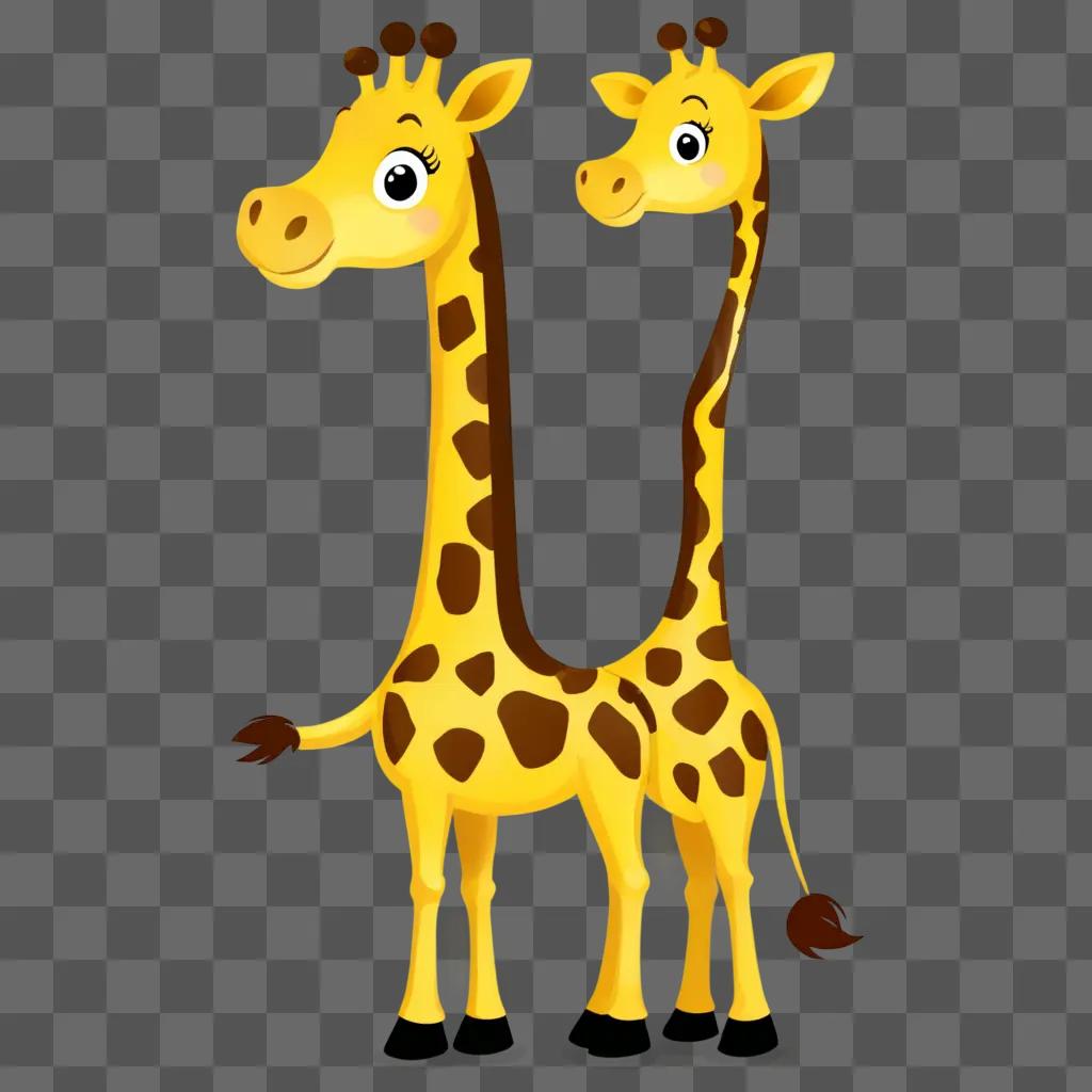 giraffe clipart Two giraffes in a yellow background