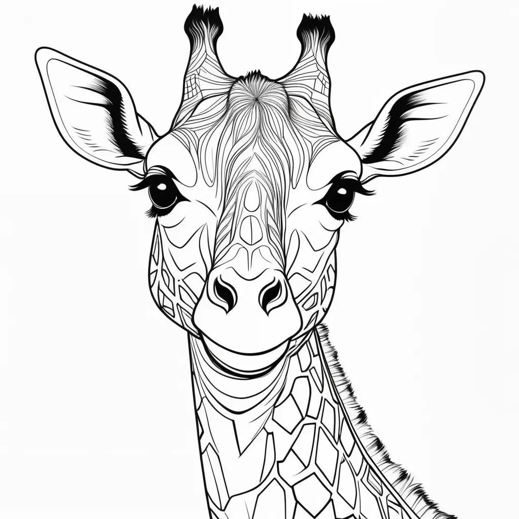 giraffe coloring page with black lines