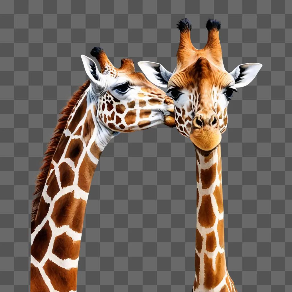 giraffe drawing realistic Two giraffes embrace in a blur of brown