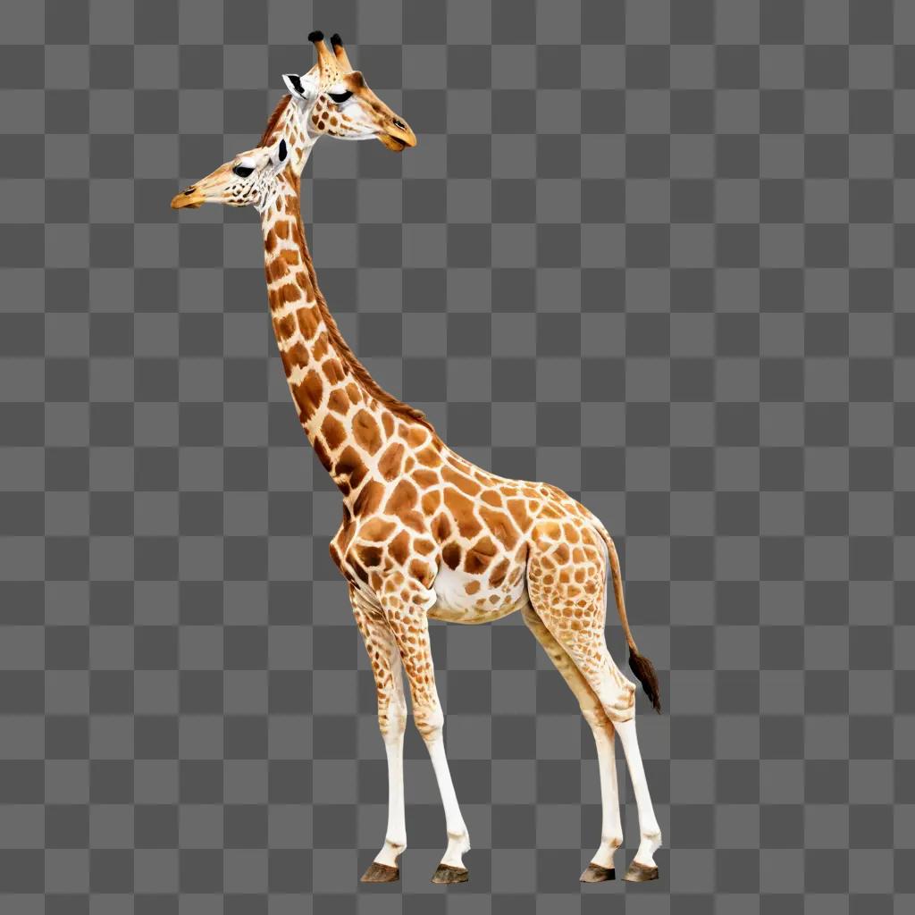 giraffe drawing realistic Two giraffes stand on a brown background