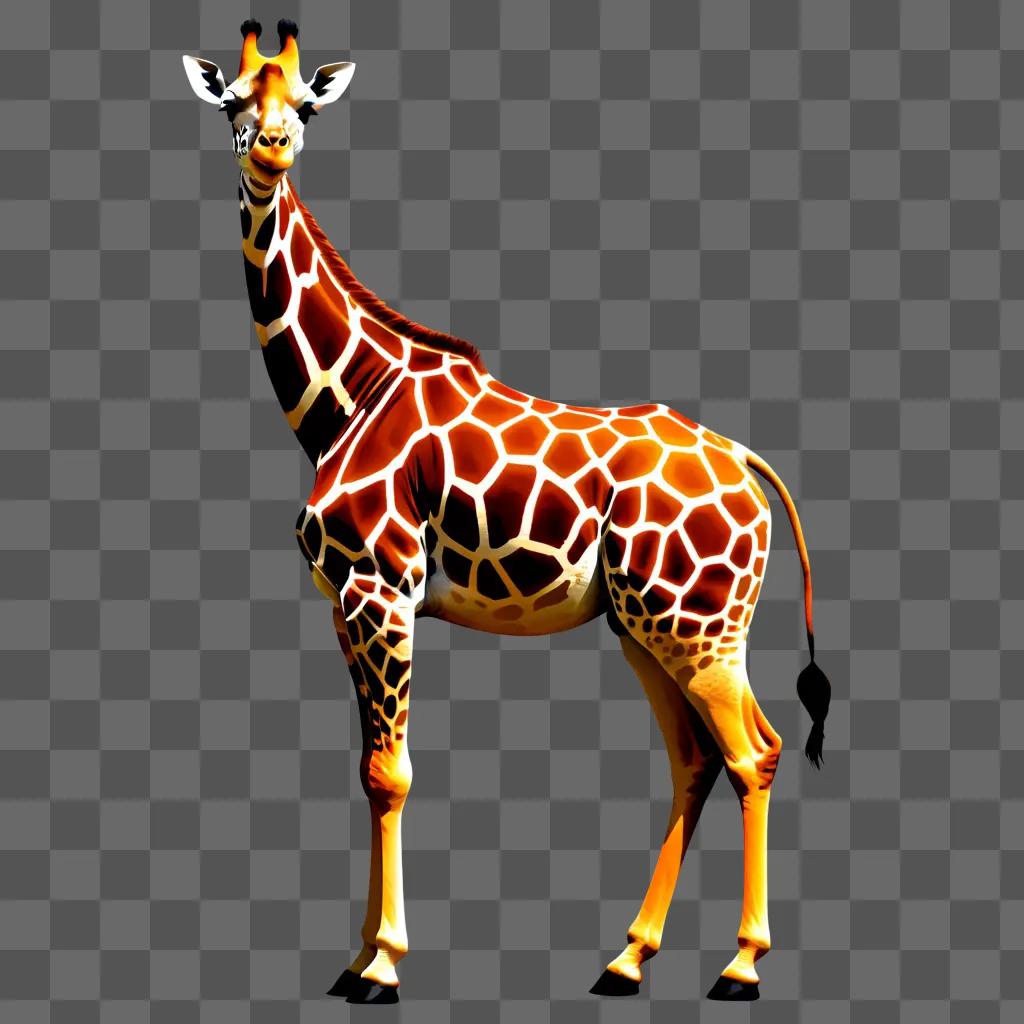 giraffe with a glowing aura standing in a beige background