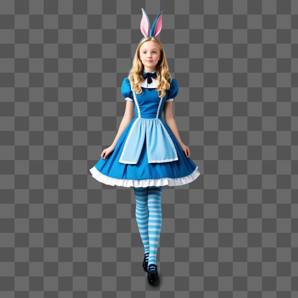 girl dressed as Alice in Wonderland for Halloween