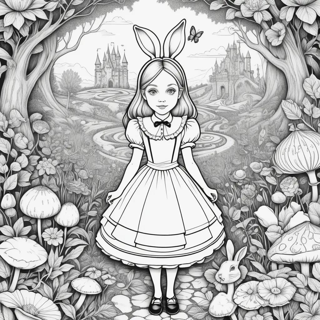 chica en un traje de conejo se para en un bosque