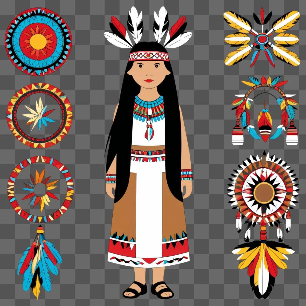 girl in native american clothing with a headdress