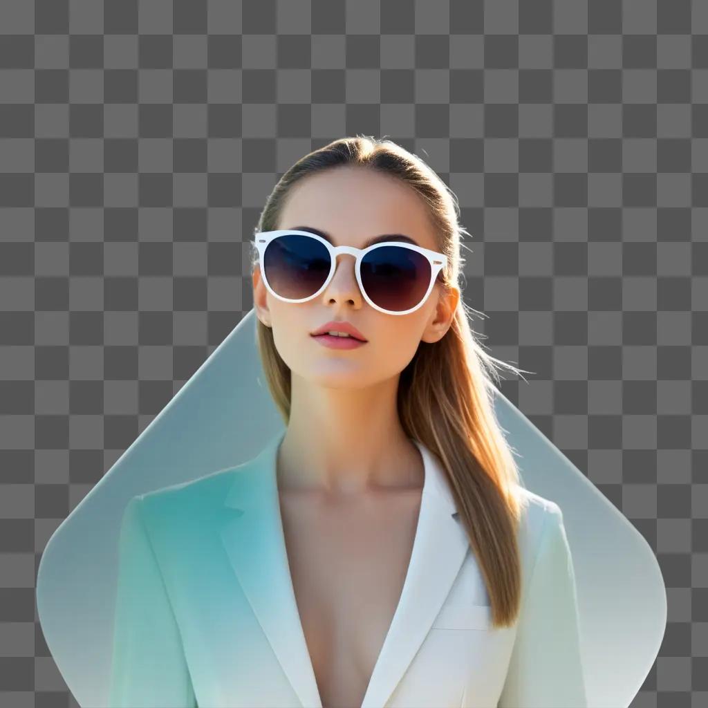 girl in white sunglasses with a transparent background