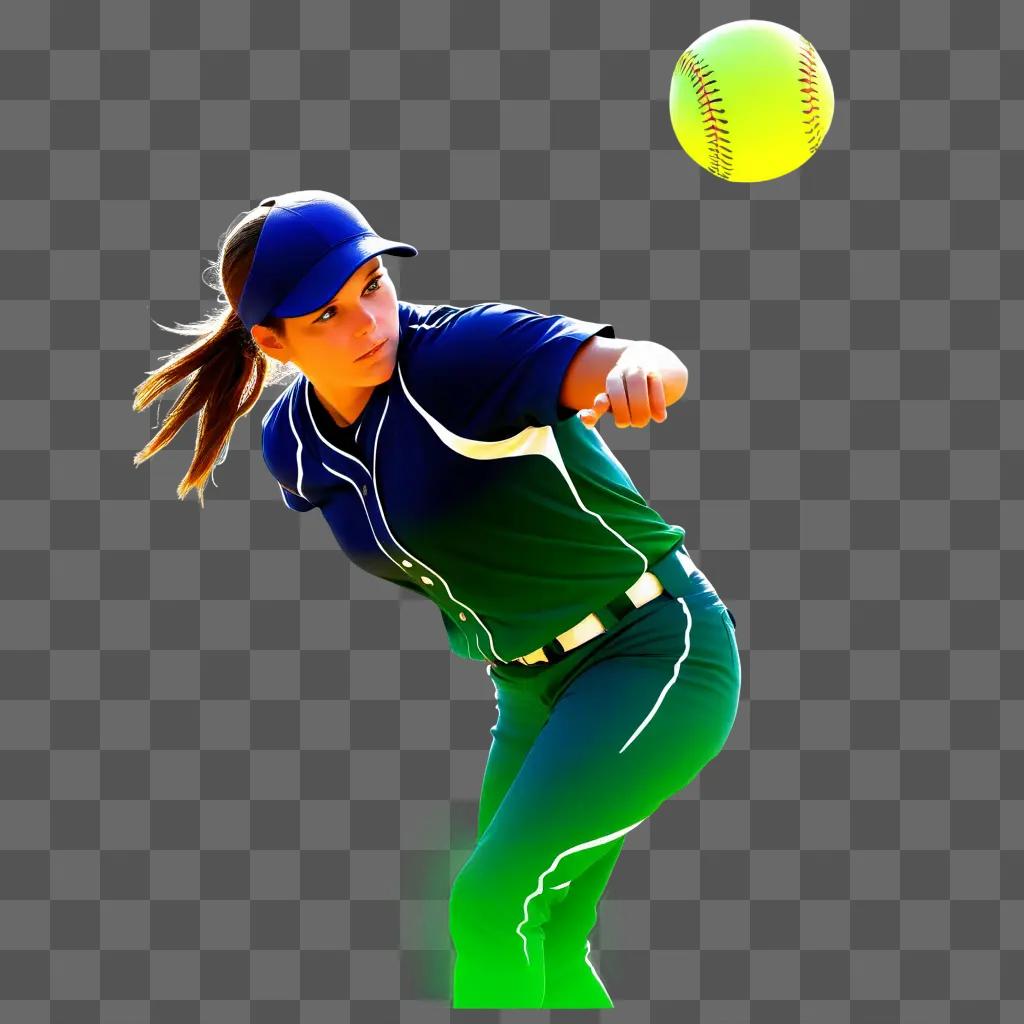 girl is throwing a softball in a cartoon