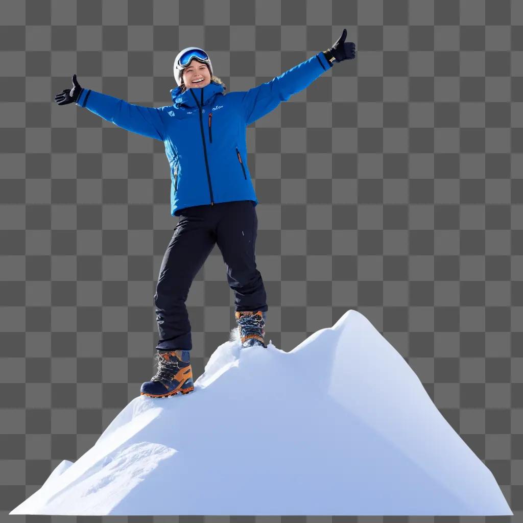 girl posing for a photo on top of a snowy mountain