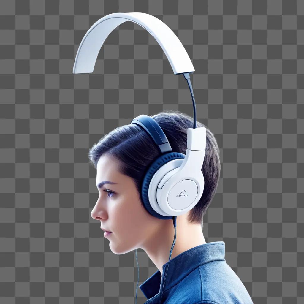 girl wearing headphones listens to an audio device