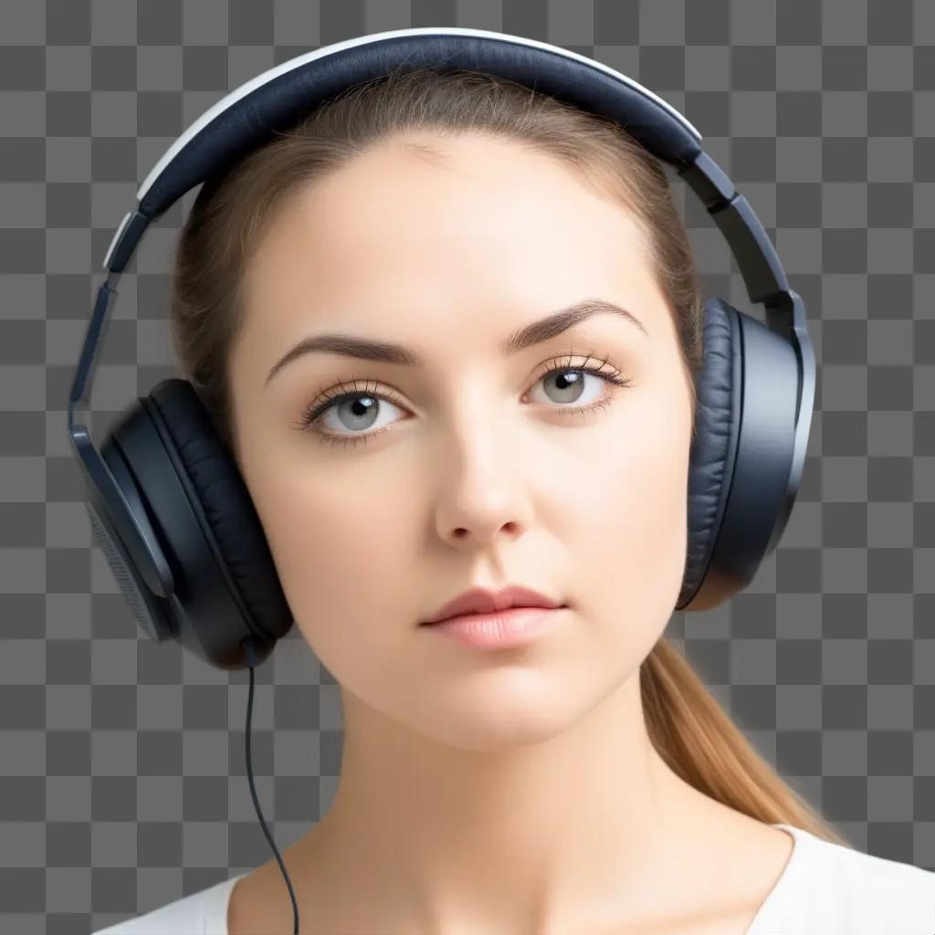 girl wearing headphones listens to music