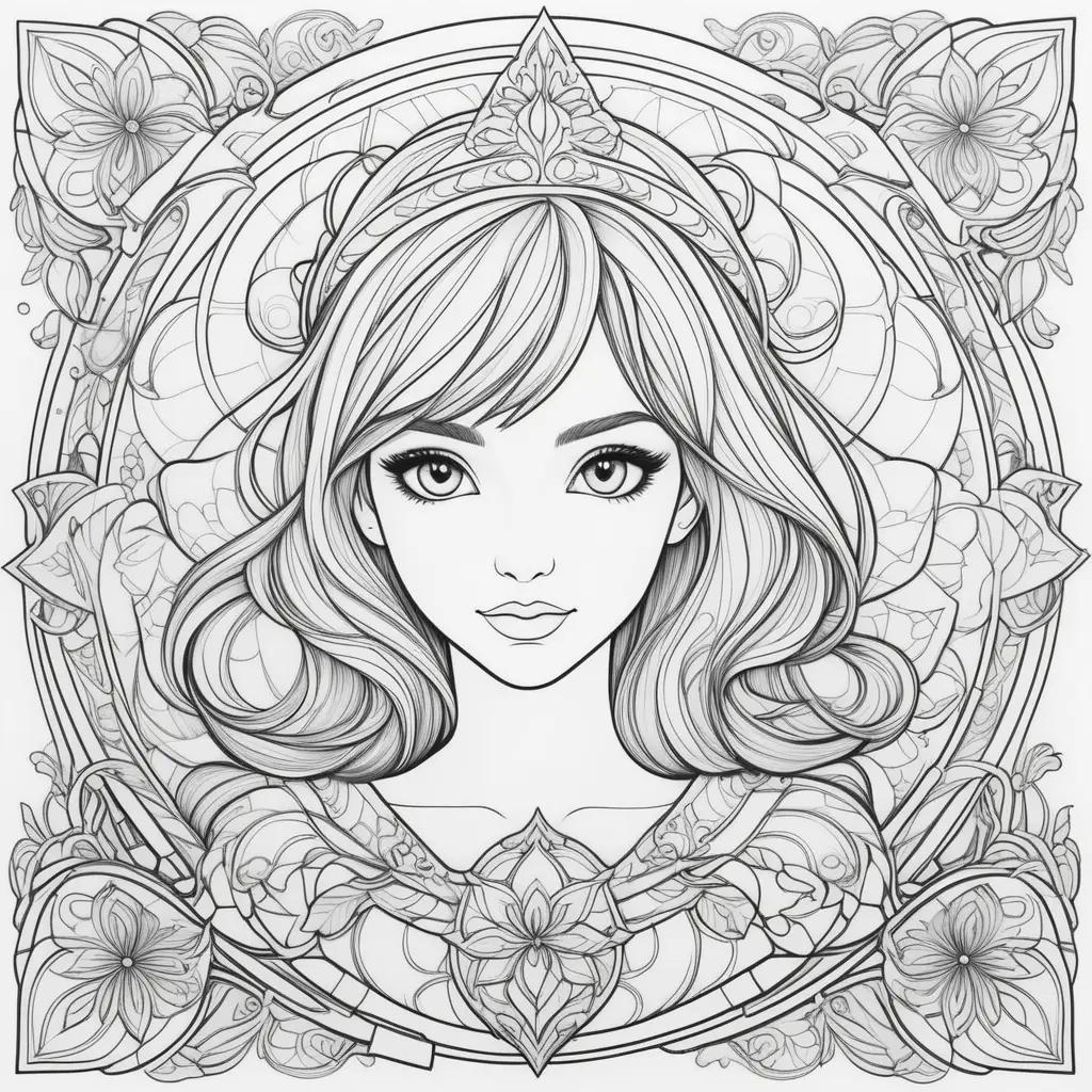 girl with a crown in a miraculous coloring page