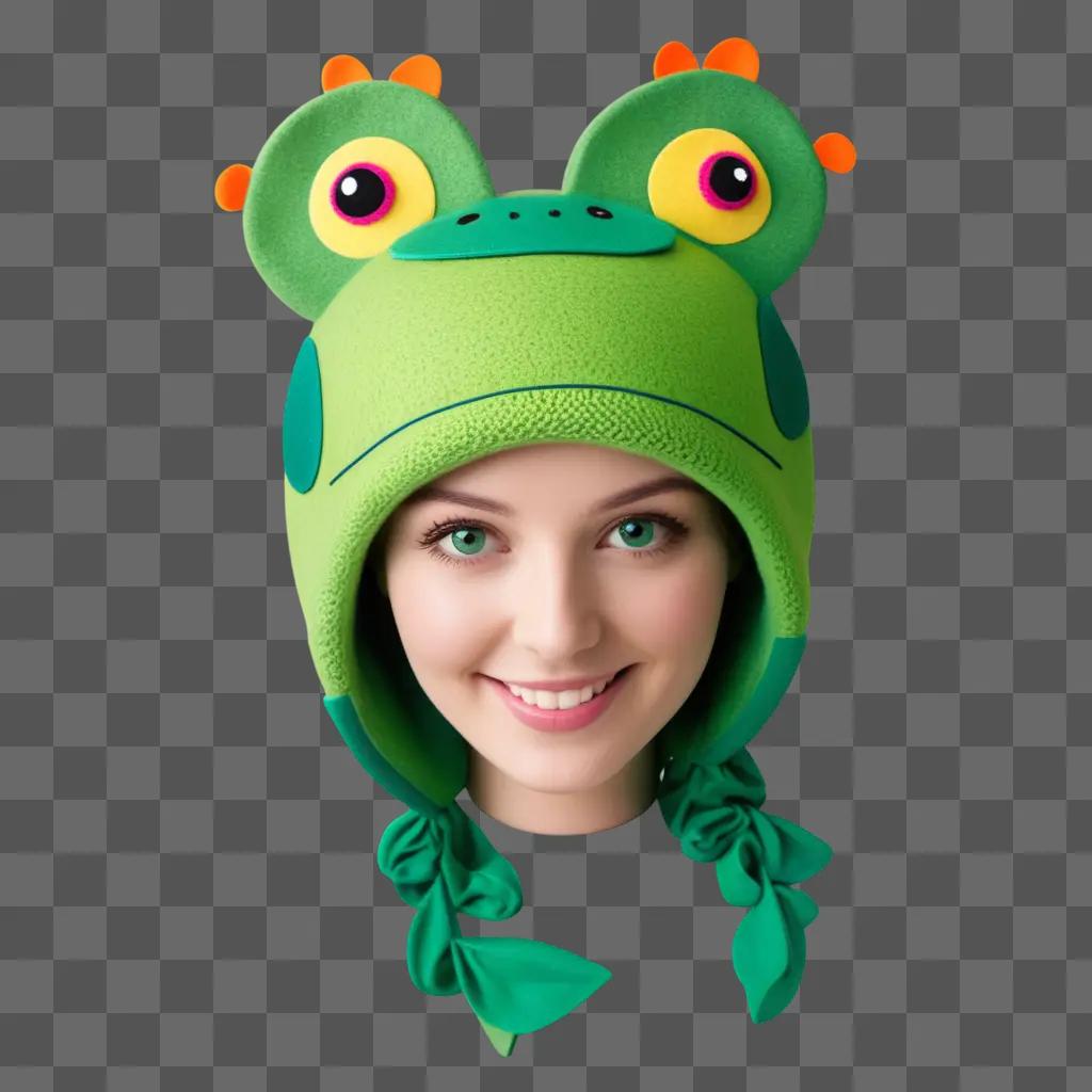 girl with a froggy hat smiles at the camera