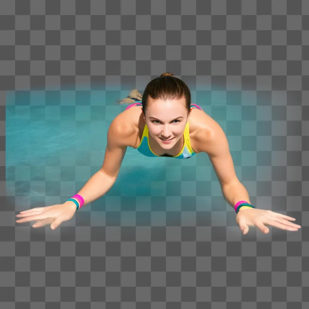 girl with a good luck bracelet swimming in a pool