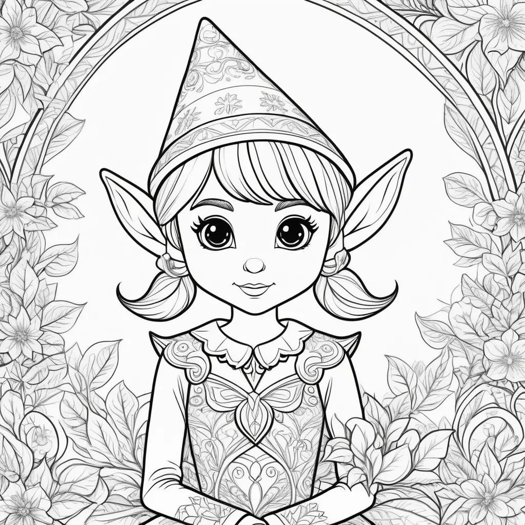 girl with an elf on the shelf coloring page