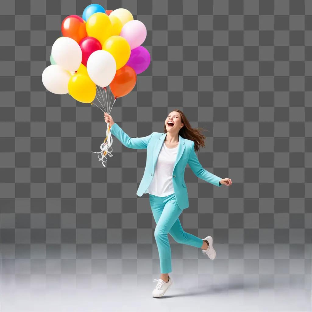 girl with balloons and a smile is having a fun day