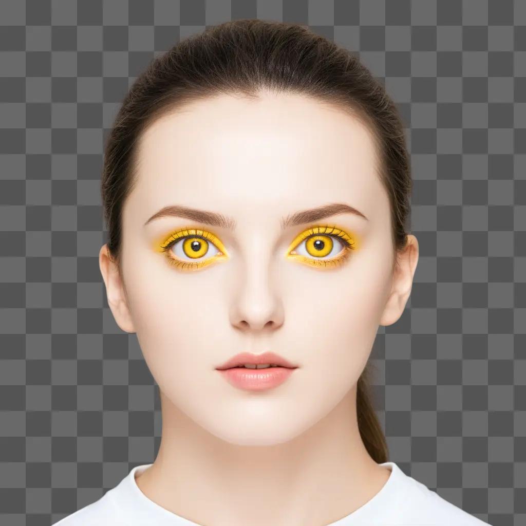 girl with bright yellow eyes and a white shirt