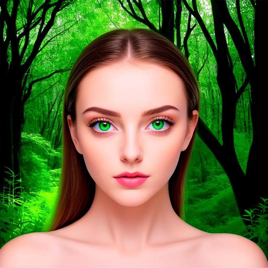 girl with green eyes in a forest