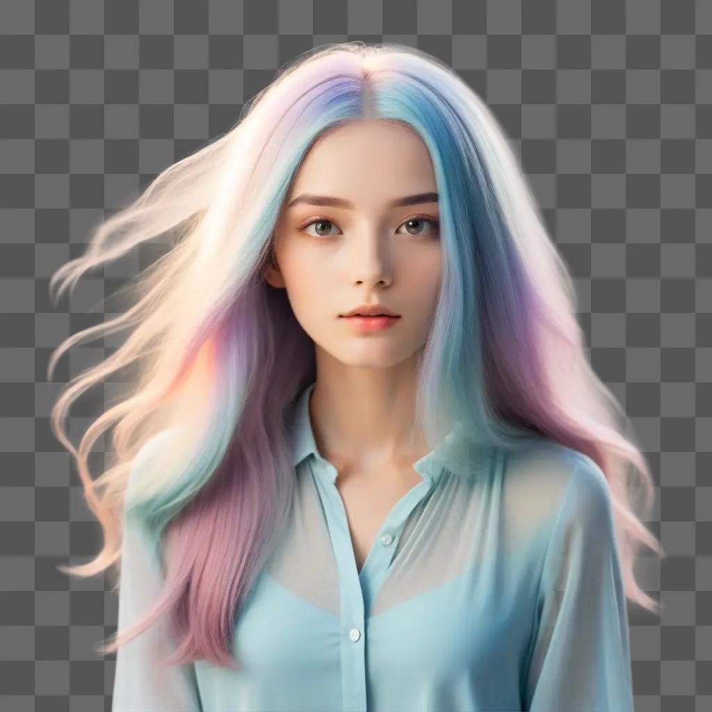 girl with hair in a rainbow hue